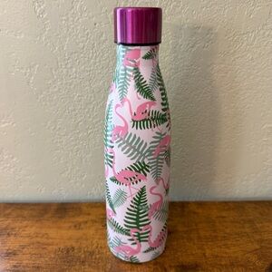 Flamingo Insulated Metal Water Bottle 16 Oz Pink Green Double Wall Screw Top Lid